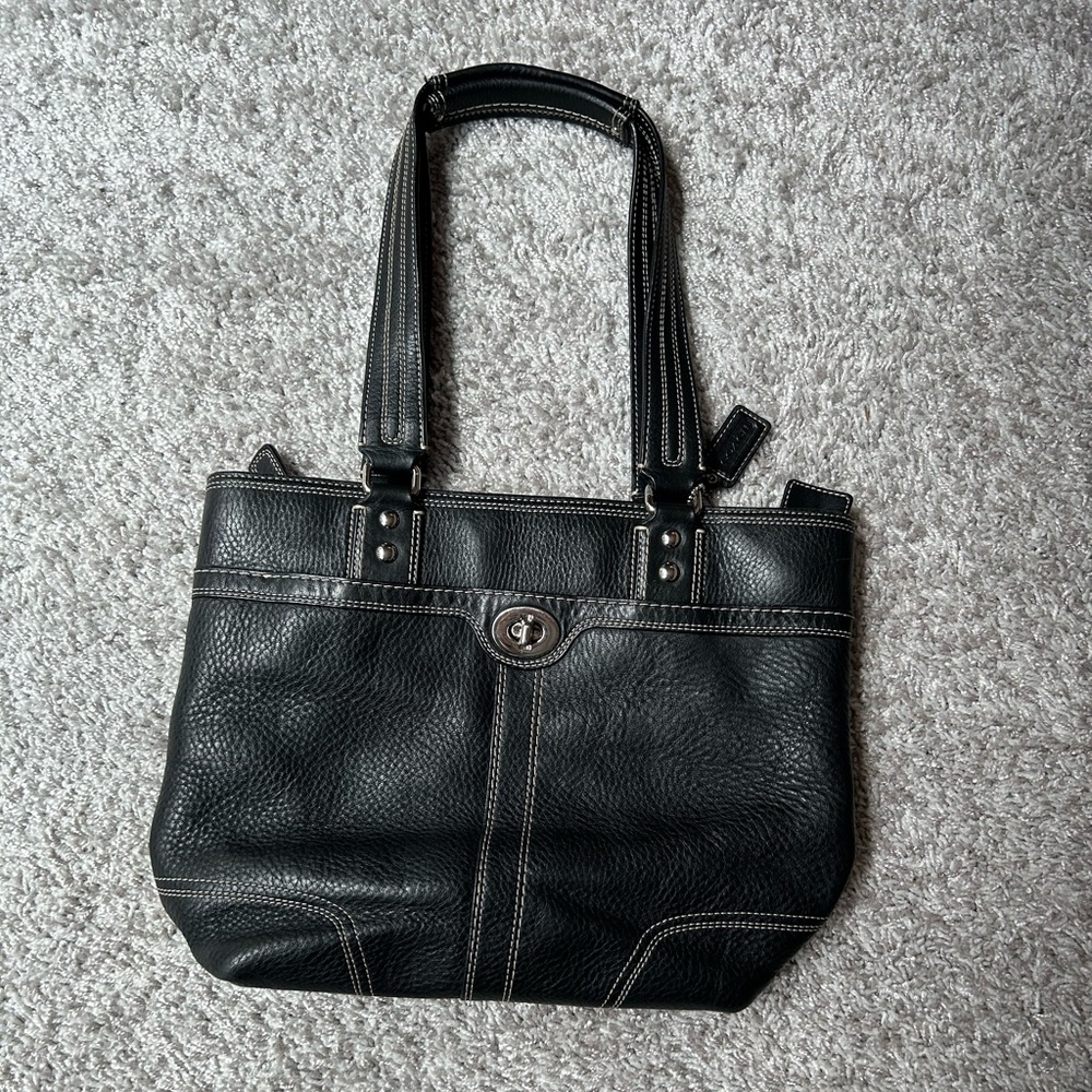 Black leather Coach bag